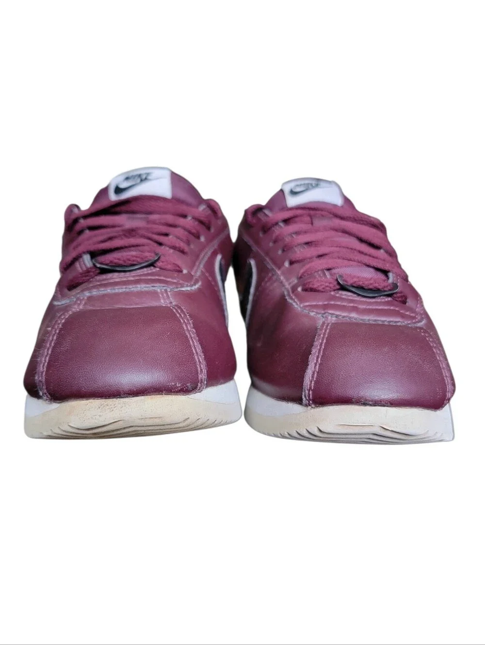 Nike Cortez Sneaker in Burgundy with Black Swoosh